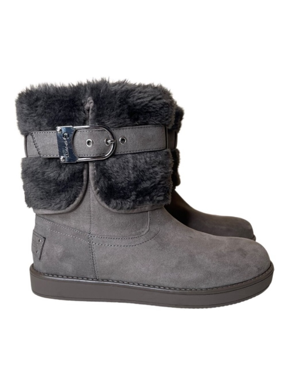 Guess Aussie Faux Fur Gray Ankle Booties Size 6